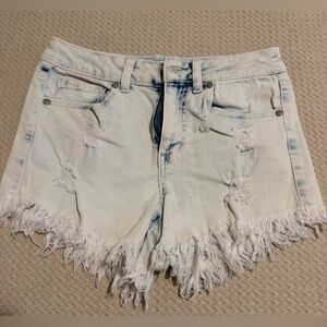Altar'd State Light Blue Distressed Frayed Hem Denim Shorts